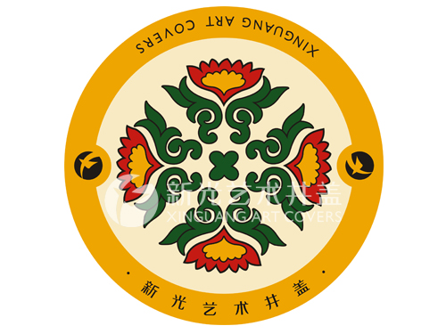 位于前列15中国古典元素（团花纹样）图案艺术井盖（一）